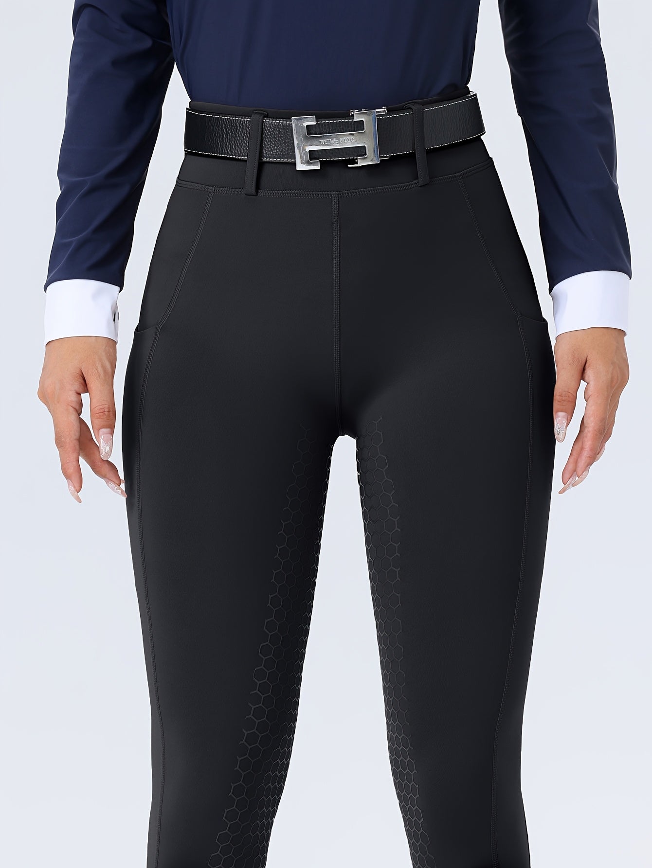 Women's High-Waisted Equestrian Riding Pants - Full Seat Stretch Slim-Fit Bifur Gaps, Durable Machine-Washable Trousers with Pockets for Horseback Riding & All-Season Wear