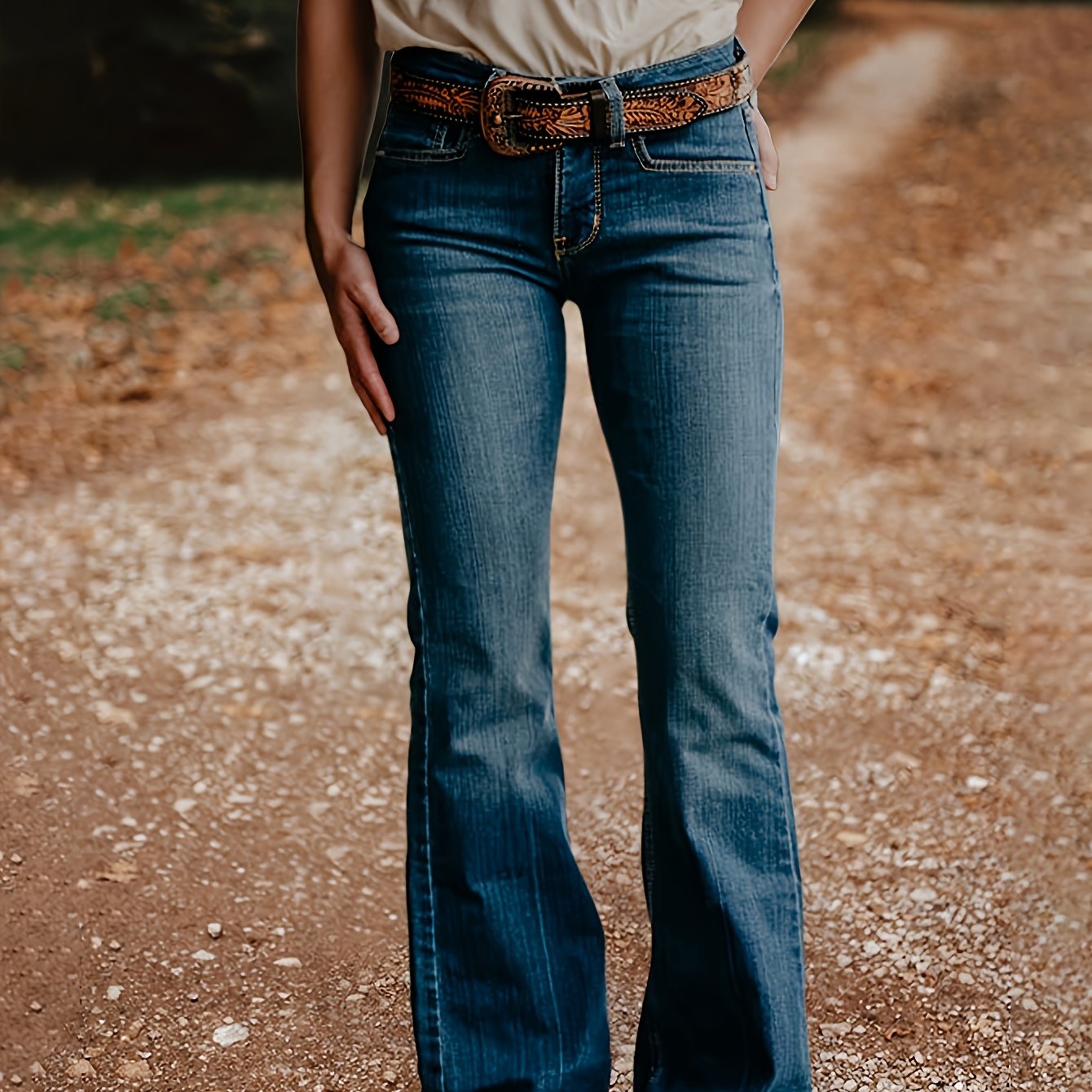 AW25 Women'S Vintage Washed High-Waist Straight-Leg Jeans - Elegant Solid Color Denim with Medium Stretch, Comfortable All-Season Wear, Everyday Denim|Straight Leg Jeans|Washed Denim Finish