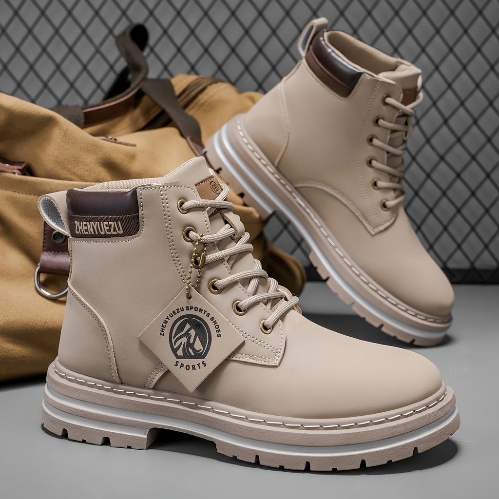 Stivali Uomo Alti Stile British College - Tan/Marrone con Allacciatura