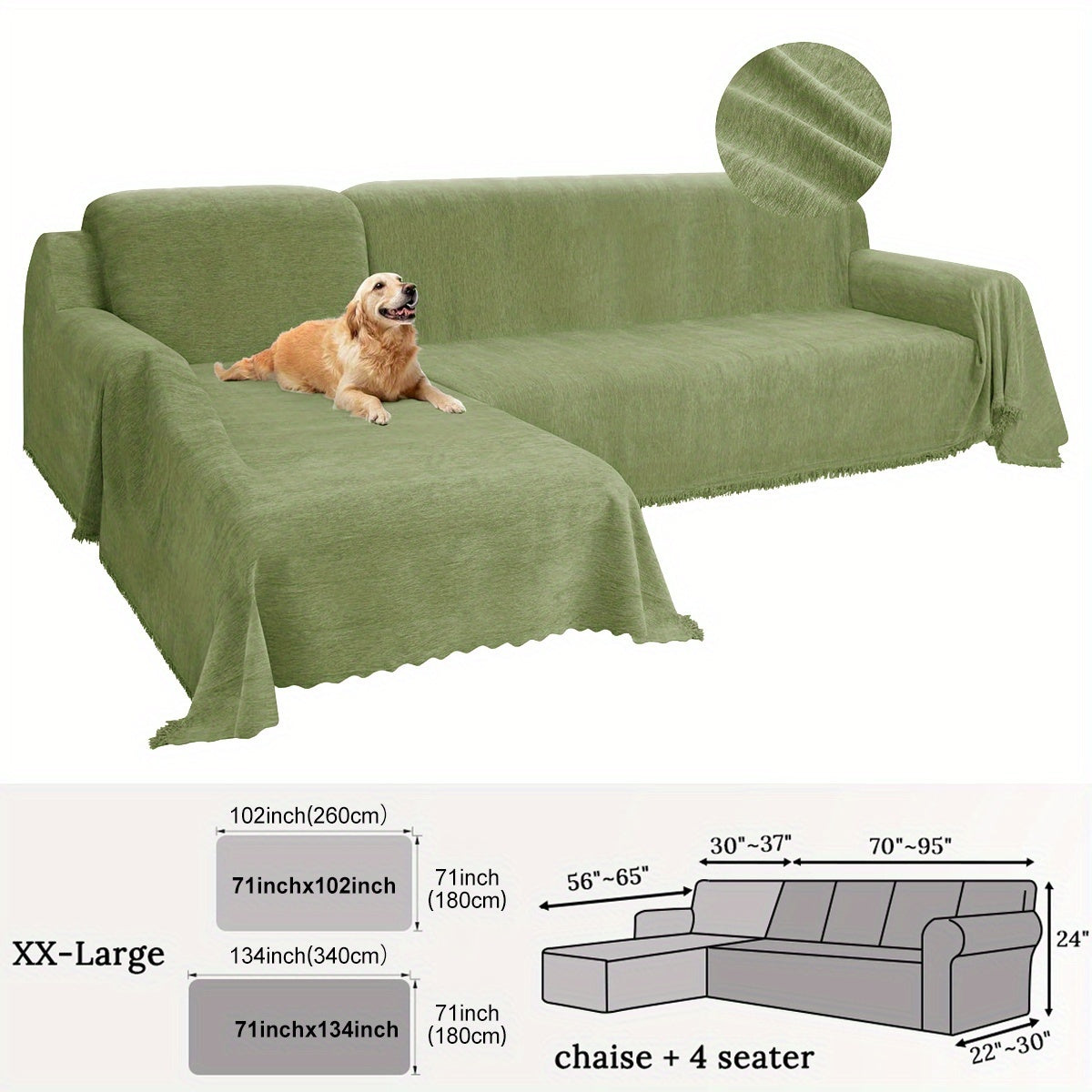 2pcs Chenille Sofa Covers for 2/3/4-Seater & Sectional Sofas - Double-Sided, Machine Washable, Pet-Friendly, Modern Gray & Beige Design with Geometric Patterns, Perfect for Living Room Decor, Sofa Covers for Living Room, Cozy