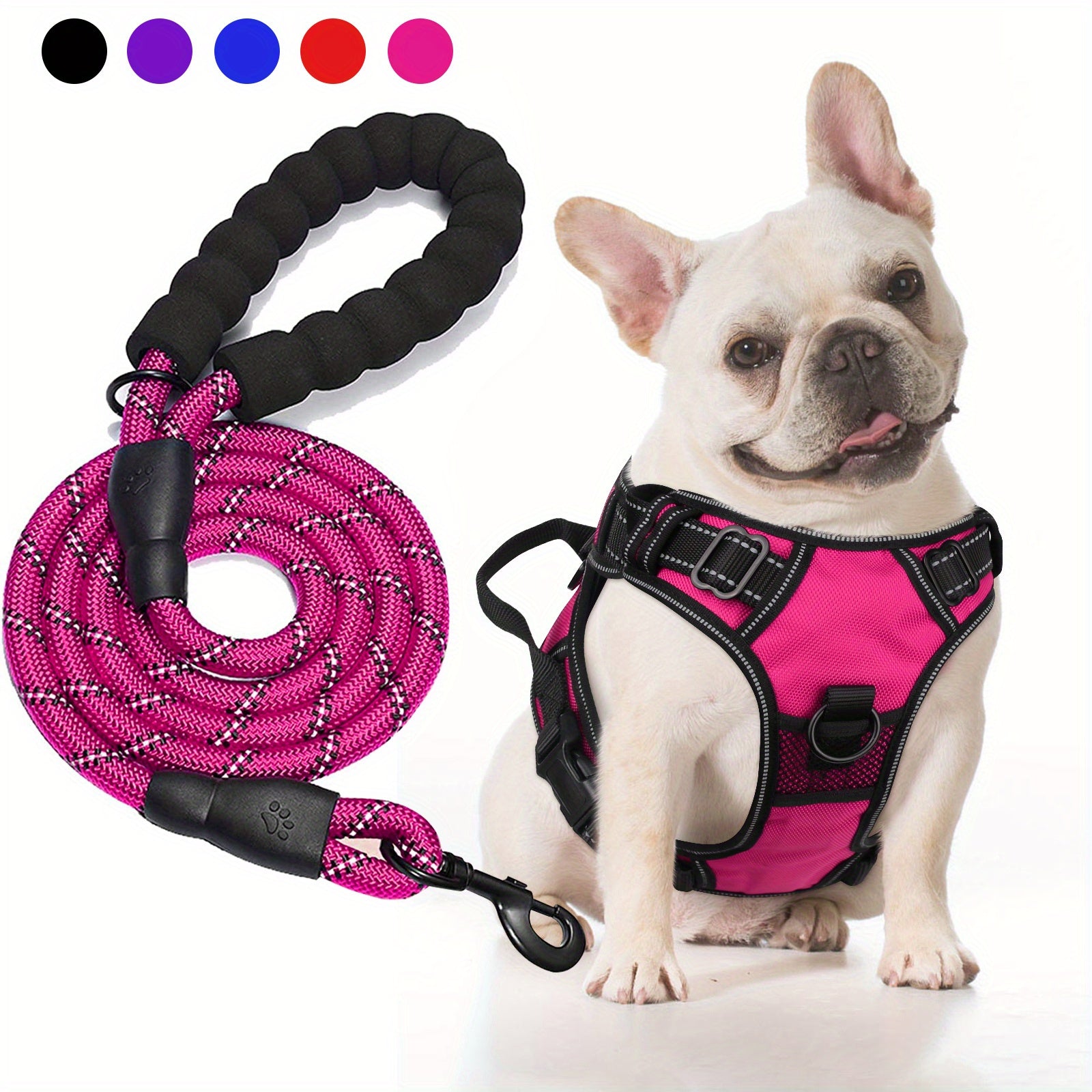 JOYTALE Dog Harness and Leash set,No Pull Adjustable Reflective Oxford Dog Harness Easy Control Medium Large Dog Harness with A Free Heavy Duty 152.4cm Dog Leash