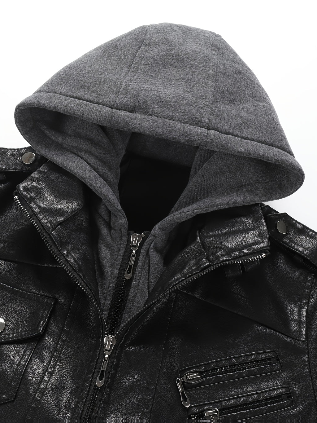 PUPU Women's Retro Leather Jacket - Black Long Sleeve Zipper Front Jacket with Pockets, Machine Washable Casual Outerwear for All Seasons