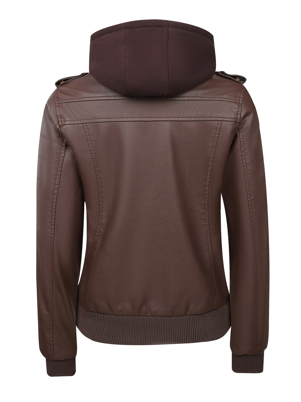 PUPU Women's Retro Leather Jacket - Black Long Sleeve Zipper Front Jacket with Pockets, Machine Washable Casual Outerwear for All Seasons