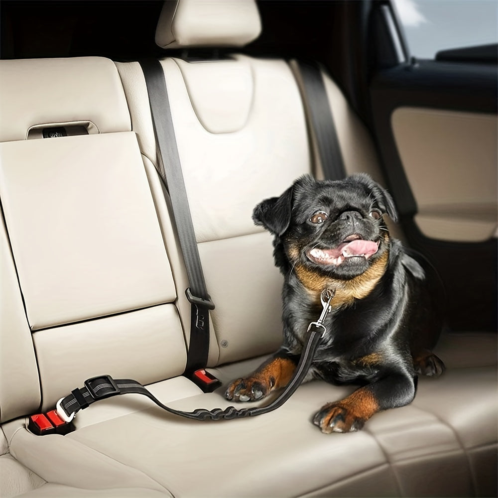 Durable Nylon Dog Seat Belt - Adjustable Car Safety Harness with Leash for Secure Travel