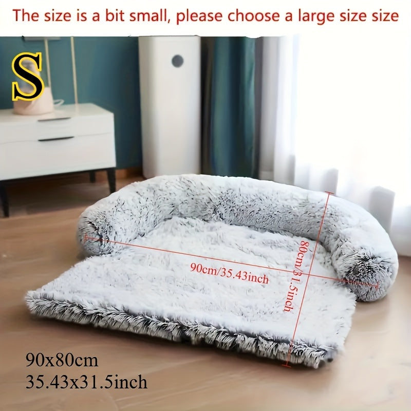 Large Dog Sofa Bed with Plush Faux Fur Cushion - Washable & Non-Slip Pet Furniture for All Sizes (Small to Large Dogs & Cats) - Cozy Car, Bedroom, Sofa & Bed Use, Dog Sofa Bed, Cozy Pet Furniture, Plush Pet Bed, Soft Pet Bed
