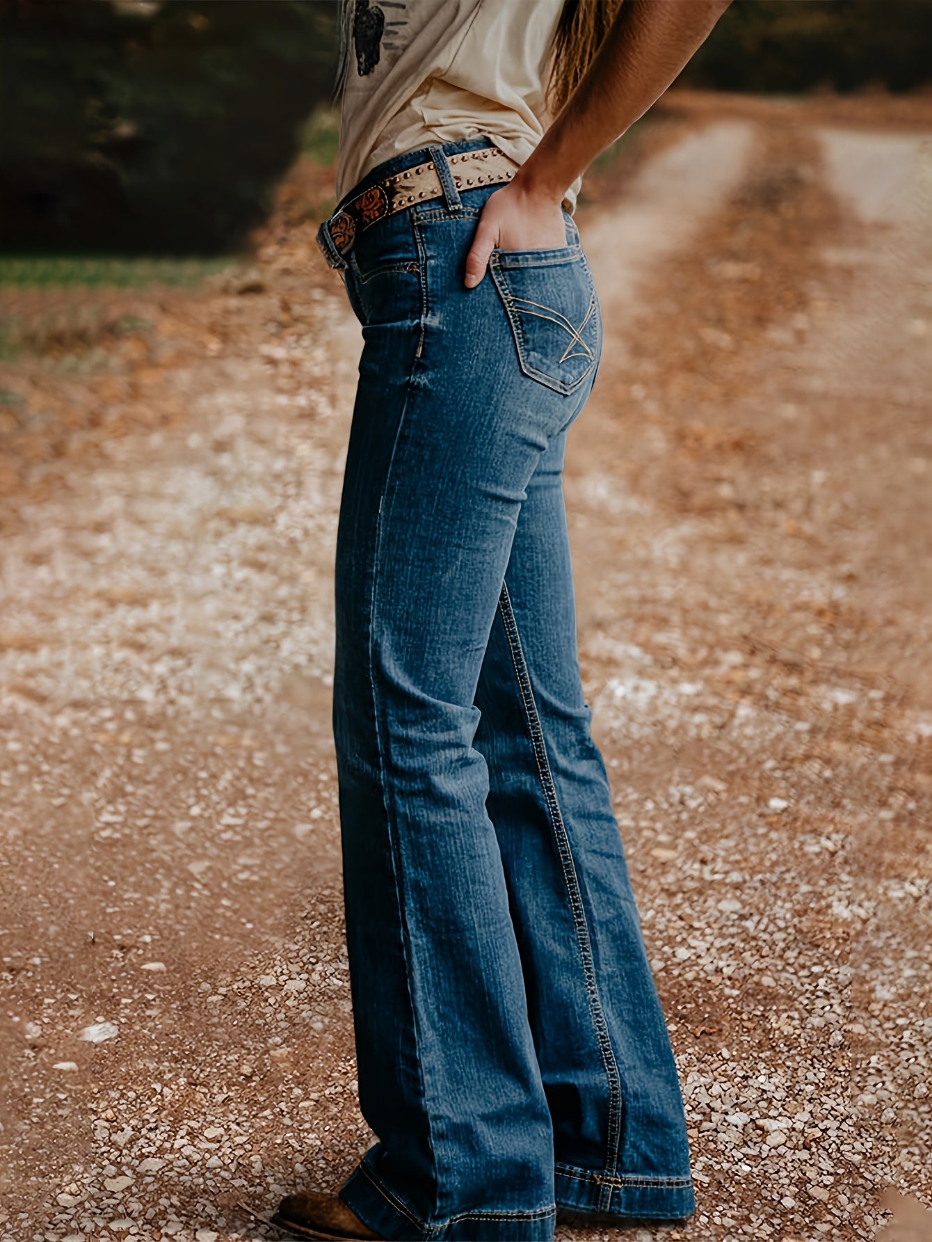 AW25 Women'S Vintage Washed High-Waist Straight-Leg Jeans - Elegant Solid Color Denim with Medium Stretch, Comfortable All-Season Wear, Everyday Denim|Straight Leg Jeans|Washed Denim Finish