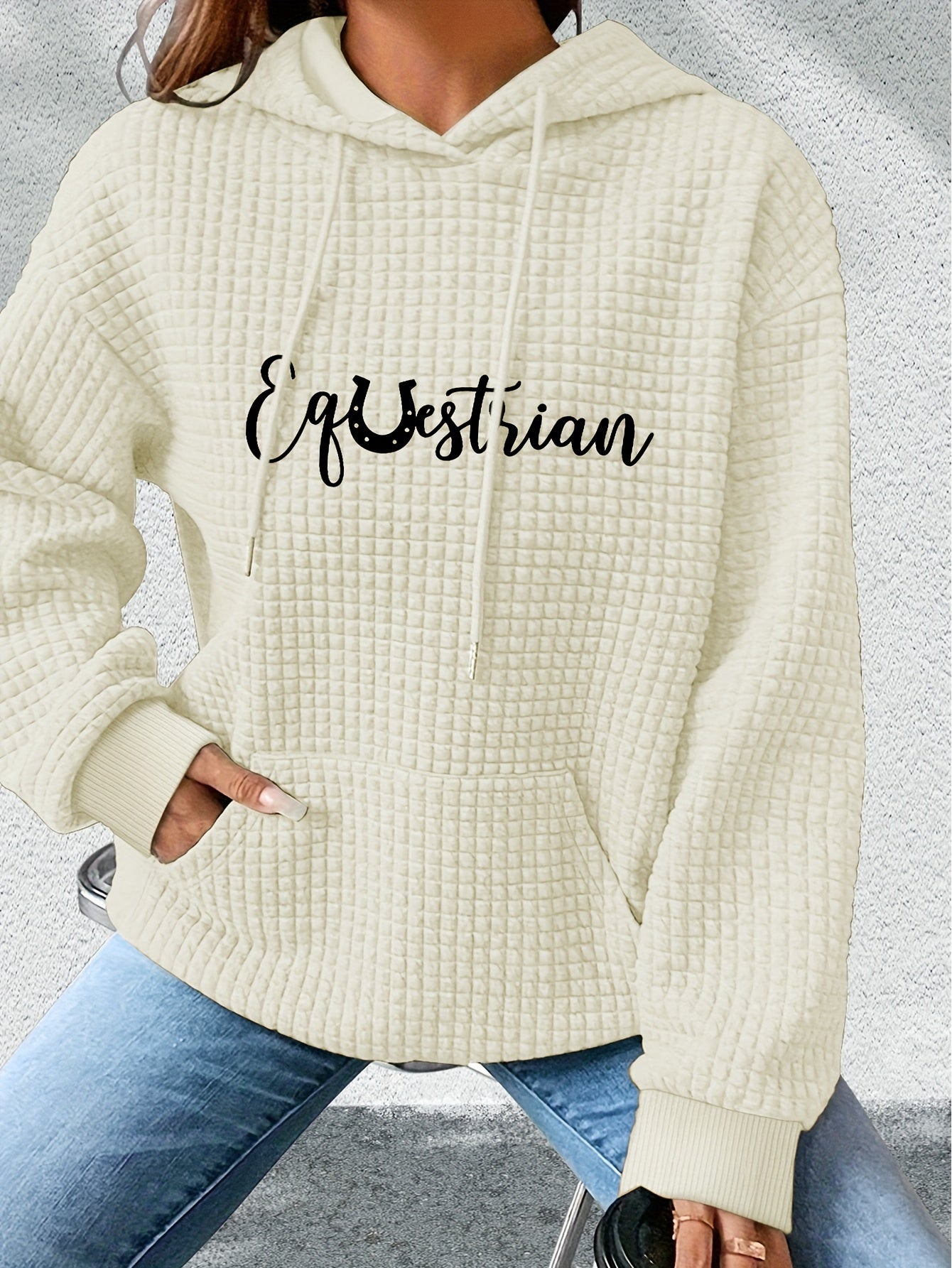 Women's Hoodie - Black with White Cursive Lettering - Hooded Sweatshirt for Horseback Riding, Fall/Winter Casual Pullover - Machine Washable Apparel for Riding Lessons, Shows & Casual Attire, Horse Accessories, Fall Winter We