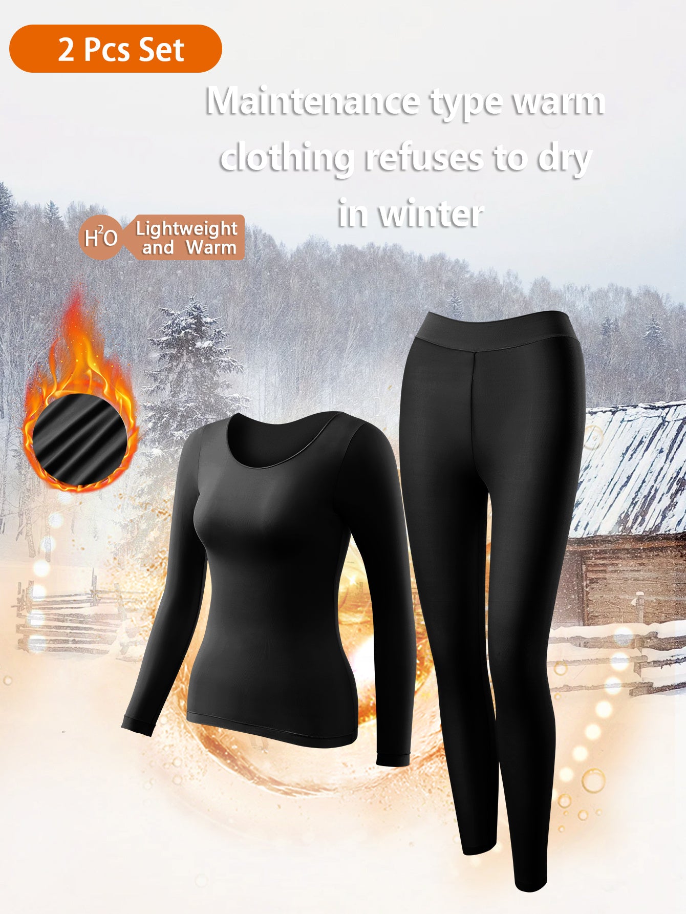 2pcs Women'S Solid Color Thermal Underwear Set - Ultra-Thin, Comfortable & Super Elastic, Seamless Long Sleeve Top & Pants for Autumn & Winter Loungewear, Elegant Style, Lightweight & Breathable, Perfect for Casual Attire, Lo