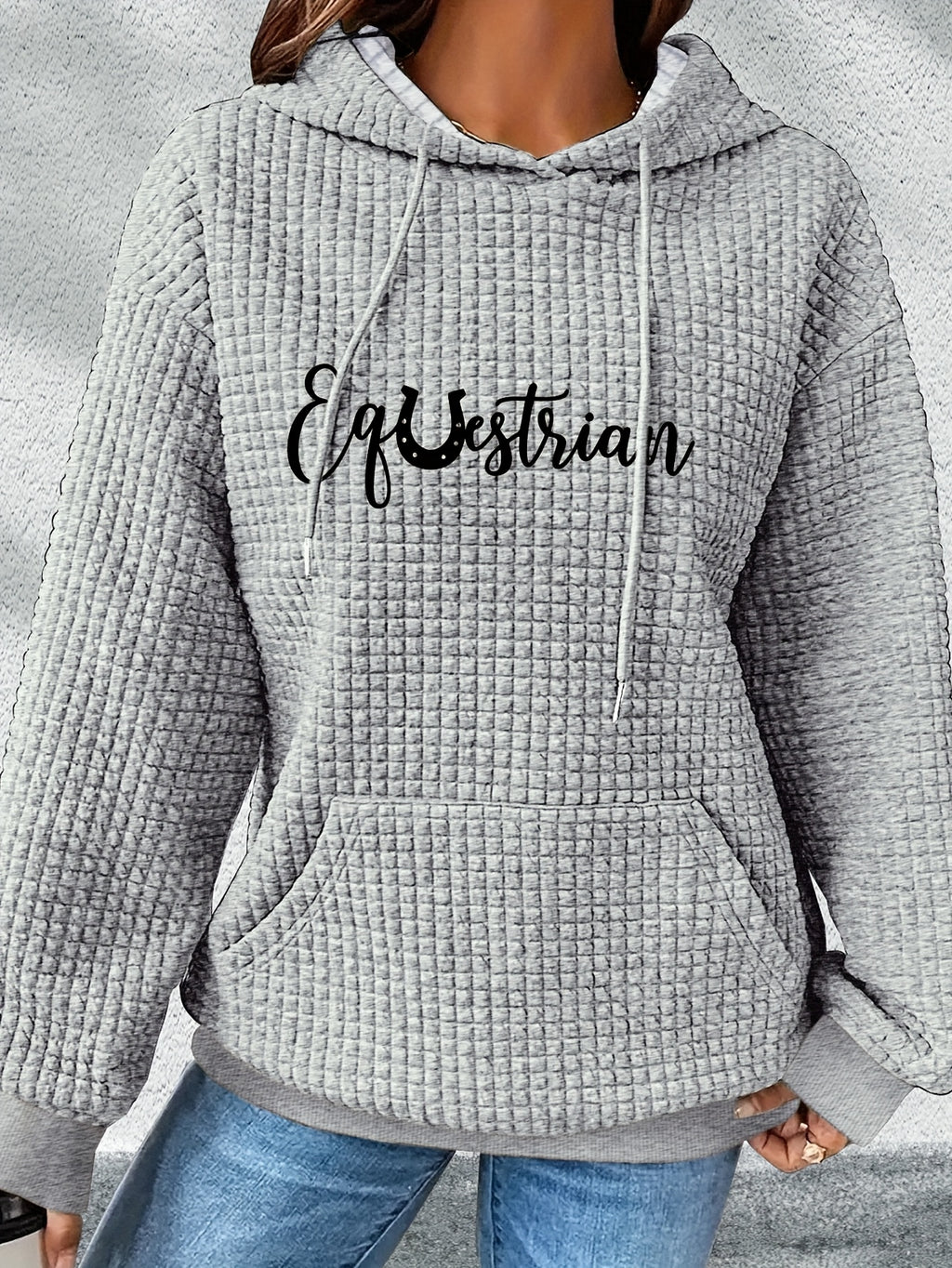 Women's Hoodie - Black with White Cursive Lettering - Hooded Sweatshirt for Horseback Riding, Fall/Winter Casual Pullover - Machine Washable Apparel for Riding Lessons, Shows & Casual Attire, Horse Accessories, Fall Winter We
