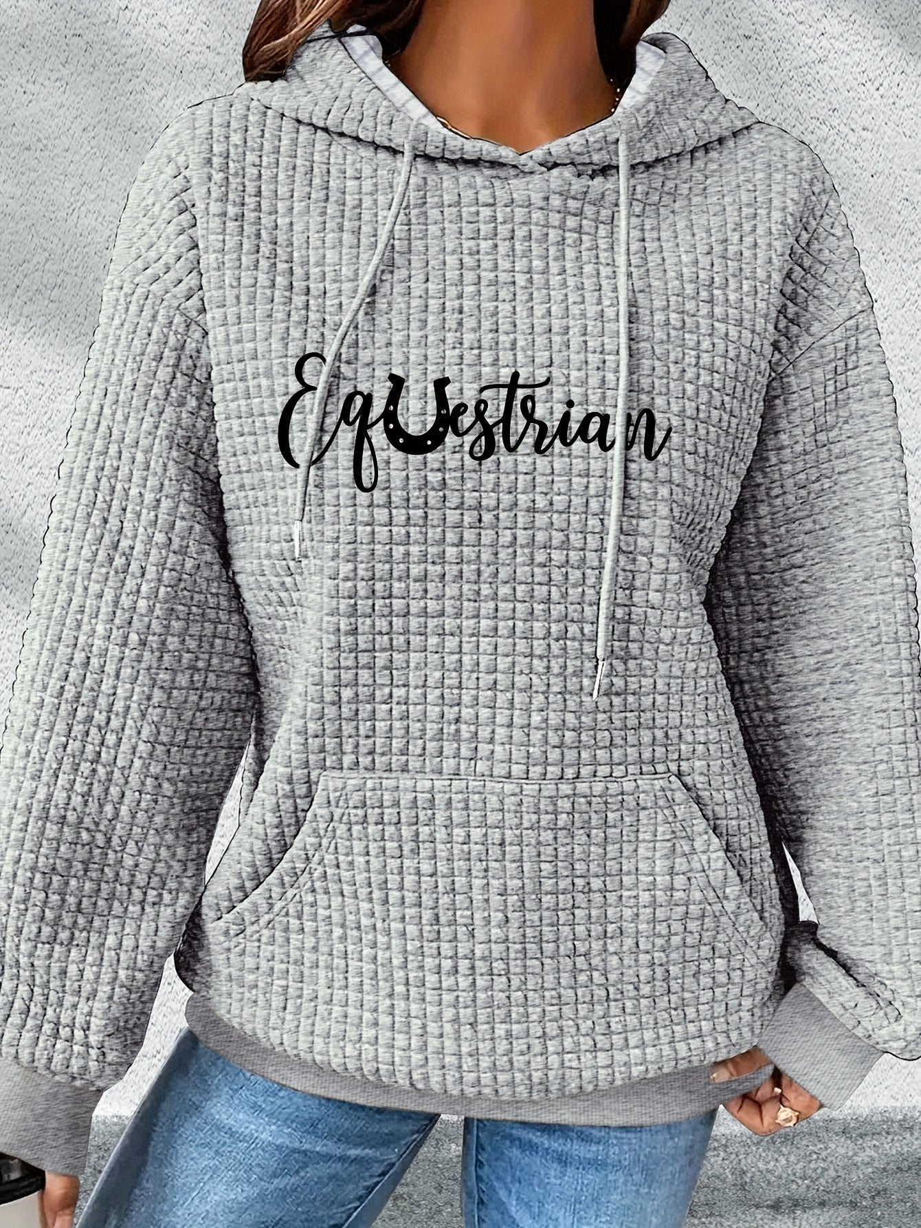 Women's Hoodie - Black with White Cursive Lettering - Hooded Sweatshirt for Horseback Riding, Fall/Winter Casual Pullover - Machine Washable Apparel for Riding Lessons, Shows & Casual Attire, Horse Accessories, Fall Winter We
