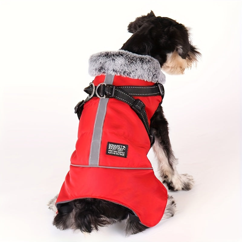 1pc Dog Coat Winter Jacket With Reflective Strap, Dog Apparel Vest High Collar Dog Sweater Pet Dog Costume For Outdoor Training Walking Running