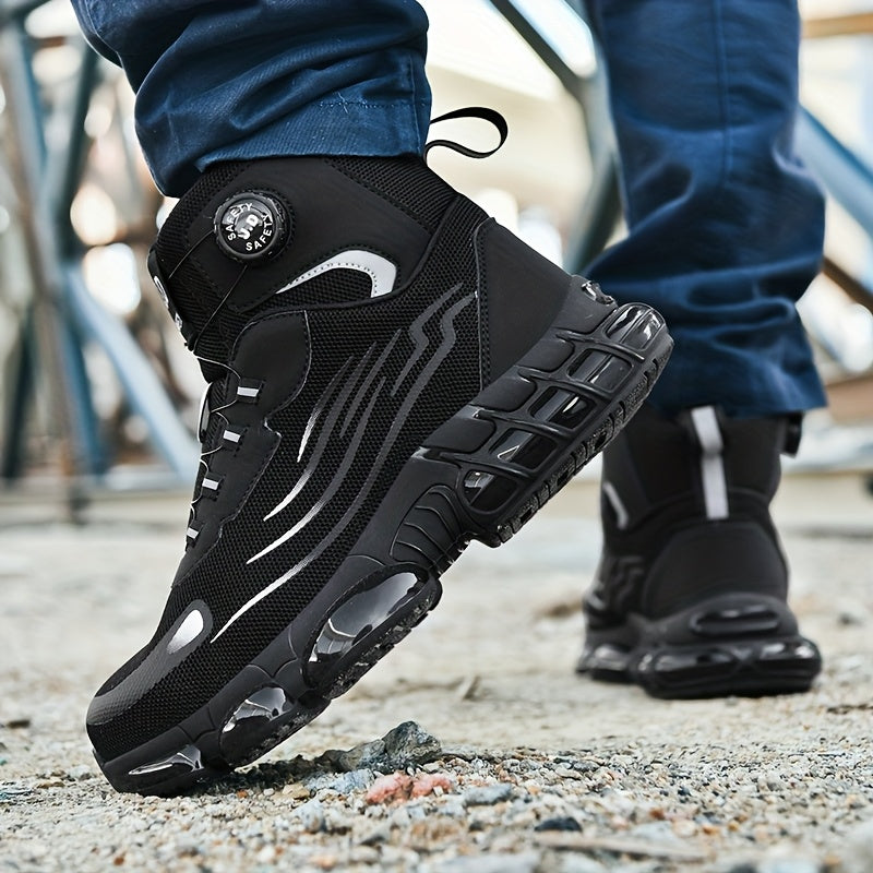 Men's Steel Toe Work Shoes - Breathable Low-Top Casual Shoes with TPU Sole, Durable Fabric Upper & Cushioned Insole for All-Day Comfort - Industrial, Outdoor, Daily Wear (Black)