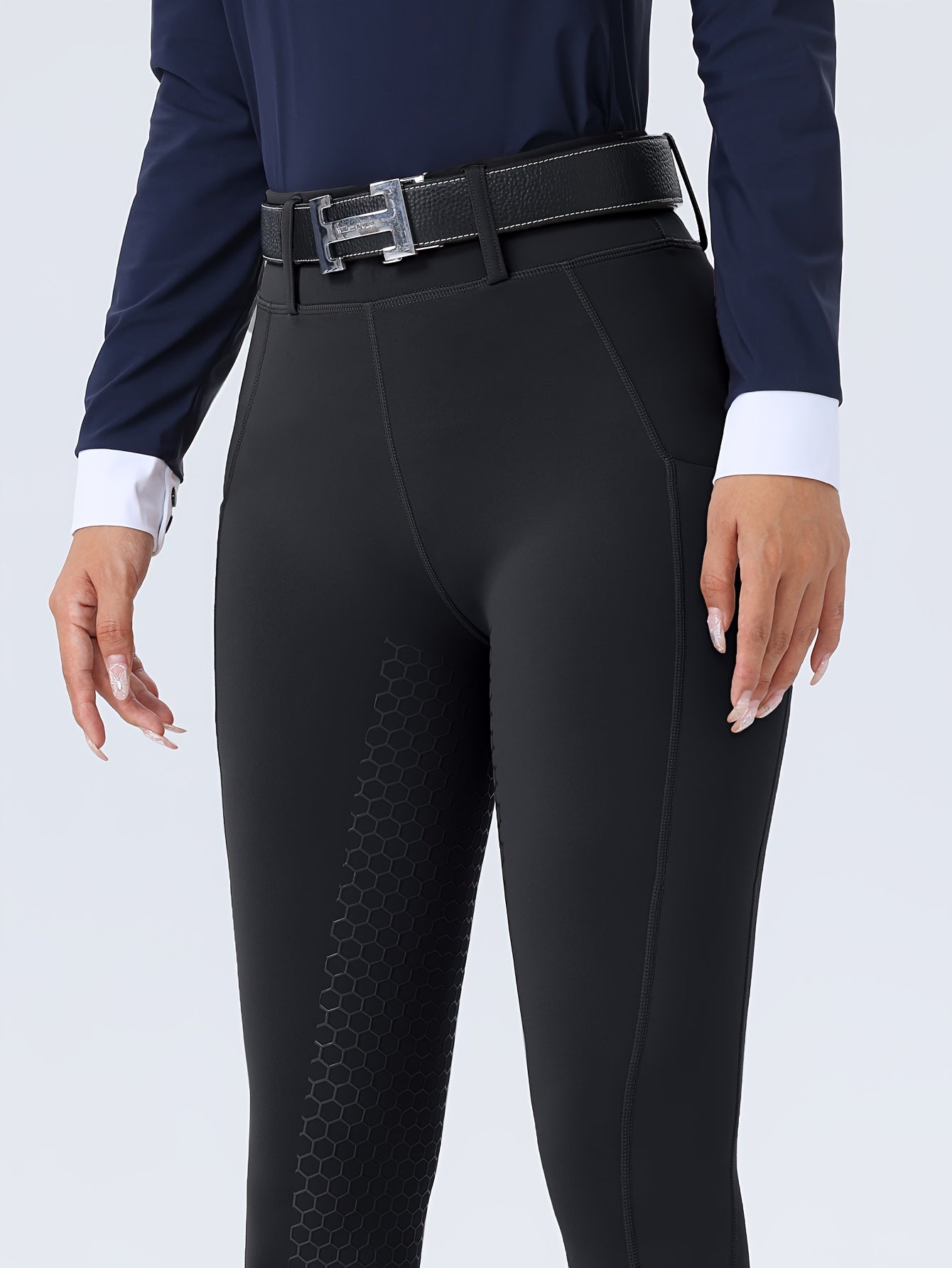 Women's High-Waisted Equestrian Riding Pants - Full Seat Stretch Slim-Fit Bifur Gaps, Durable Machine-Washable Trousers with Pockets for Horseback Riding & All-Season Wear