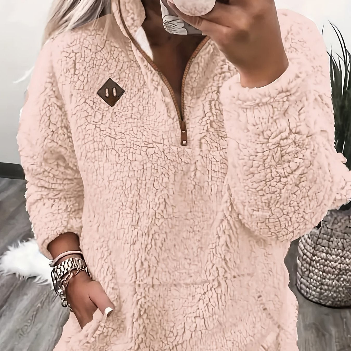 Women'S Cozy Fleece Zip-Up Sweatshirt with Stand Collar - Light Blue, Long Sleeve, Casual Fall/Winter Pullover, Soft & Warm, Perfect for Casual Attire, Casual Winter Wear | Stand Collar Sweatshirt | Zippered Pullover, Sweater