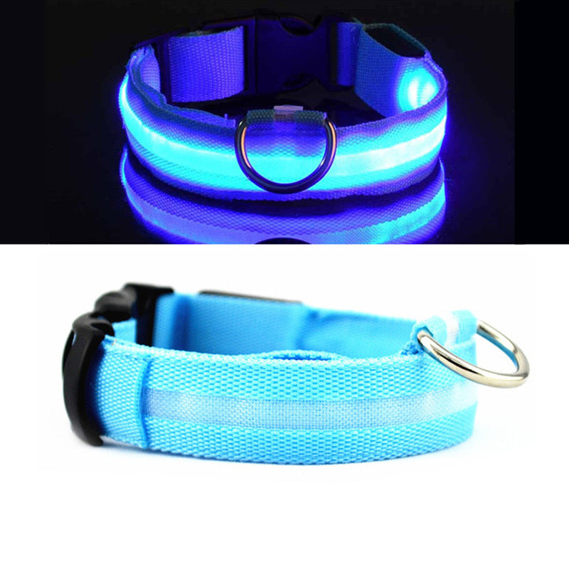 Reflective Light Up Dog Collar - Adjustable, Striped, Glowing for Night Safety and Visibility