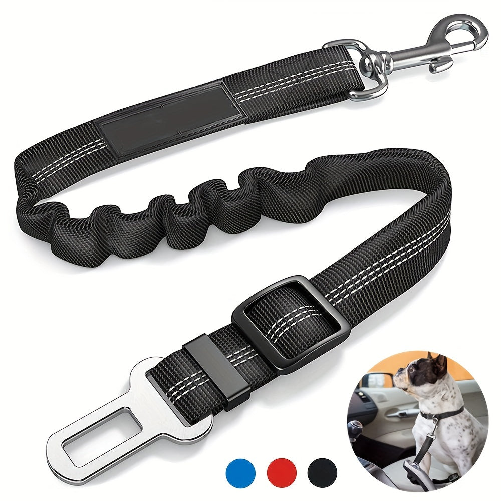 Durable Nylon Dog Seat Belt - Adjustable Car Safety Harness with Leash for Secure Travel