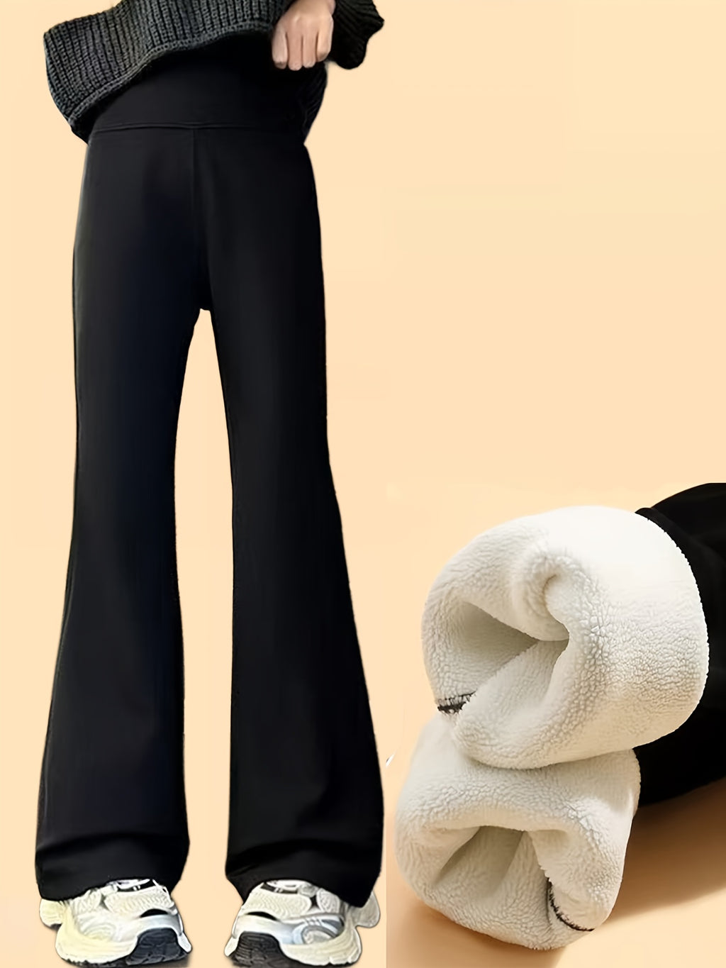 Girls' Winter -Like Bell-Bottom Pants - Thick Trousers with Flared Leg, Slim-Fit for Ice Skating, Skiing & Outdoor Play, Machine Washable Cold-Weather Pants for (Warm Stretchable Winter Wear), Perfect for Outdoor