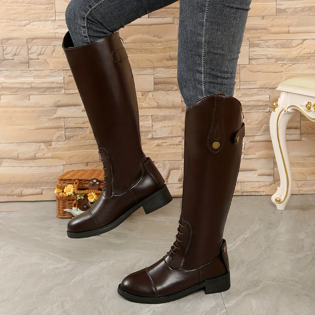 Stivali da Equitazione Donna Marroni Invernali - Termici con Zip e Fibbia