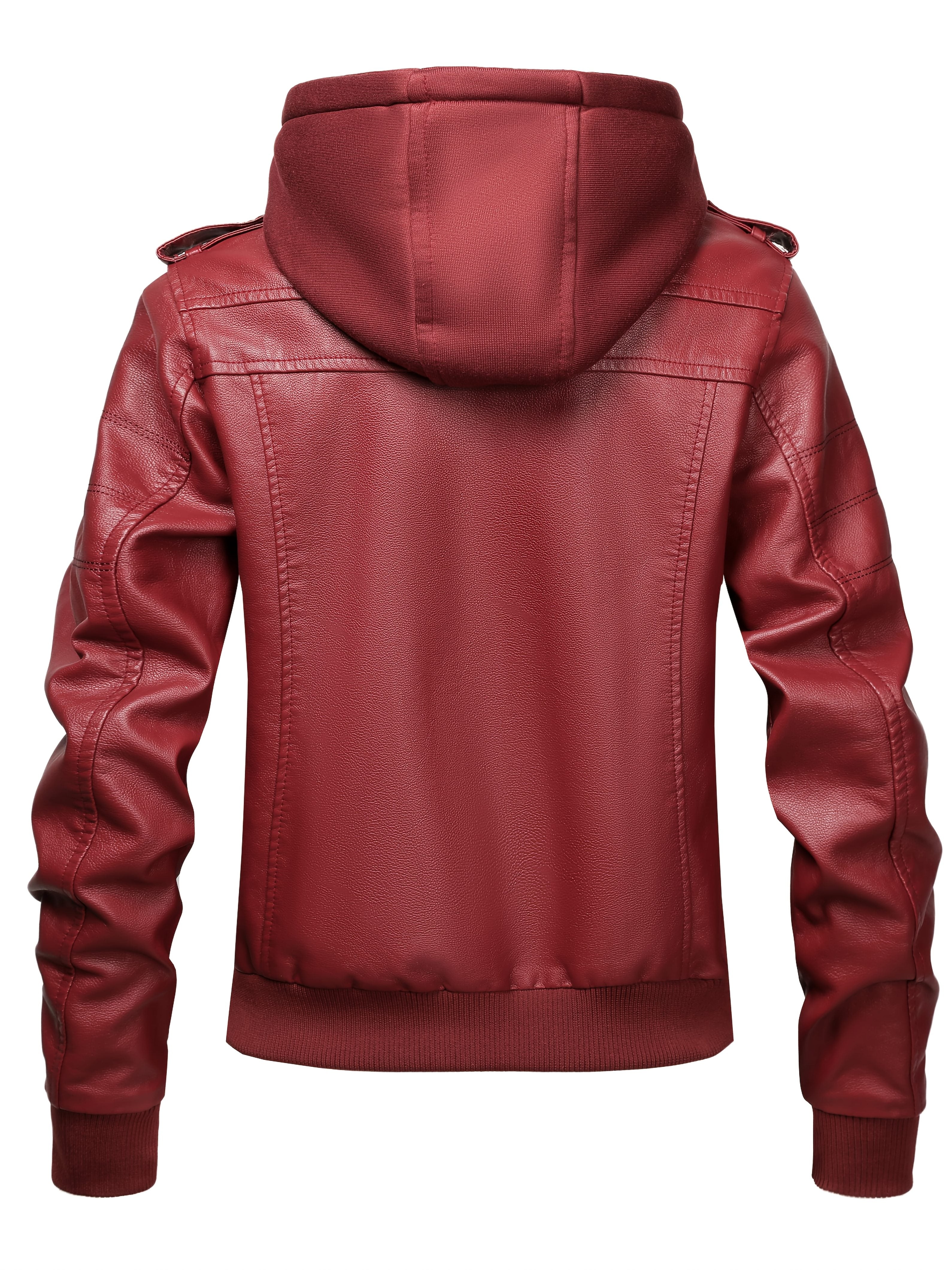 PUPU Women's Retro Leather Jacket - Black Long Sleeve Zipper Front Jacket with Pockets, Machine Washable Casual Outerwear for All Seasons