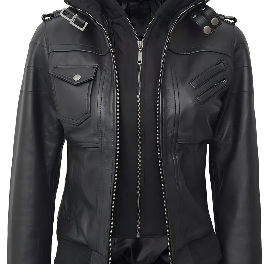 Women's Retro Faux Two-Piece Motorcycle Jacket - Solid Color Machine-Washable Spring/Fall Outerwear with Zippered Pockets & Structured Design, Motorcycle Accessories