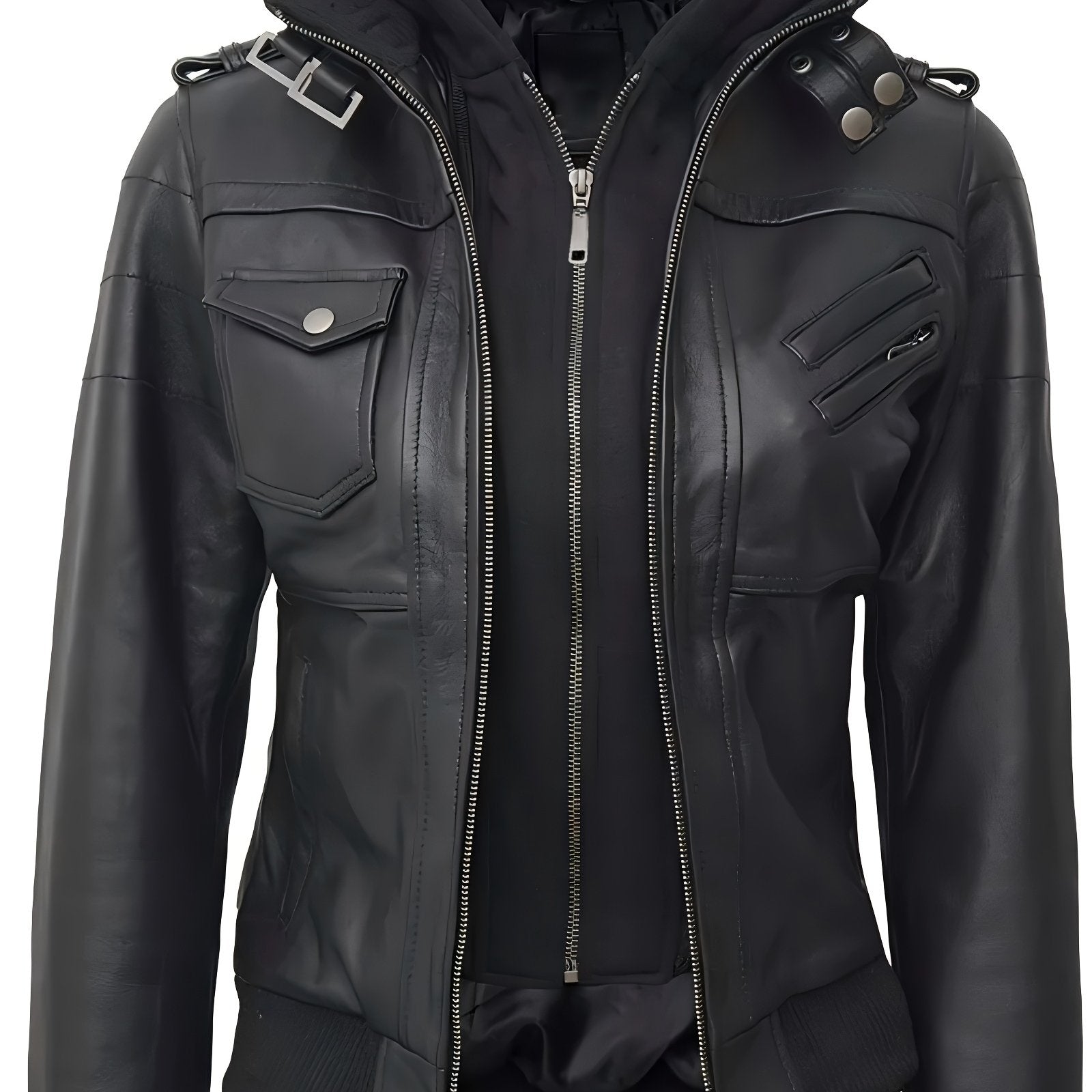 Women's Retro Faux Two-Piece Motorcycle Jacket - Solid Color Machine-Washable Spring/Fall Outerwear with Zippered Pockets & Structured Design, Motorcycle Accessories