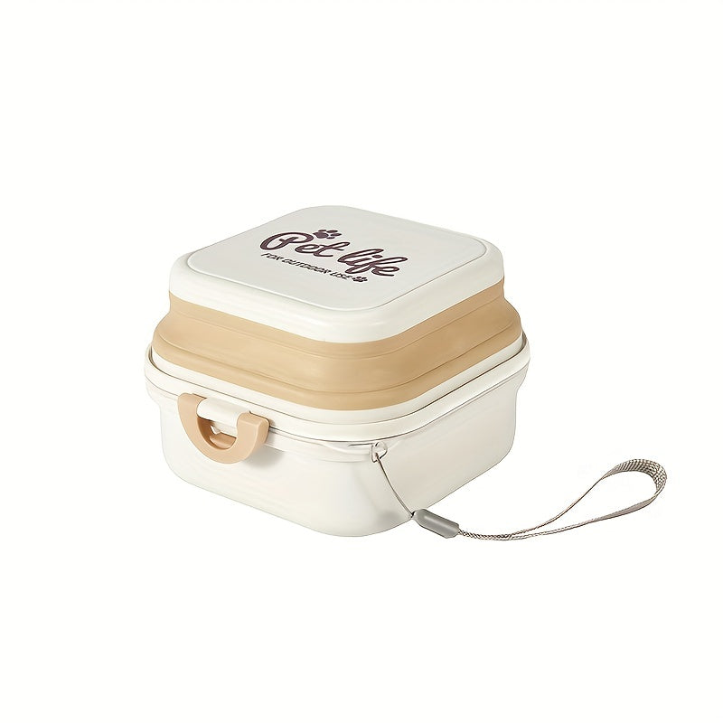 Multifunctional Collapsible Pet Double Bowls Portable Plastic Double-Layer Leak Proof Dog Food Bowl Water Bowl For Pet Outdoor Traveling Camping Walking Supplies