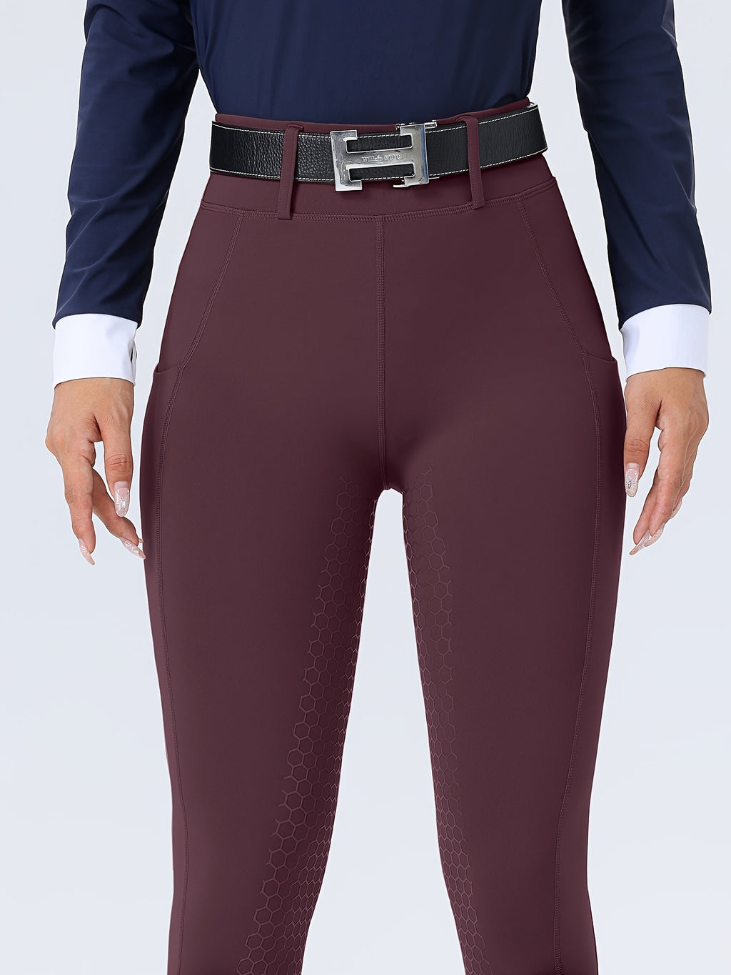 Women's High-Waisted Equestrian Riding Pants - Full Seat Stretch Slim-Fit Bifur Gaps, Durable Machine-Washable Trousers with Pockets for Horseback Riding & All-Season Wear