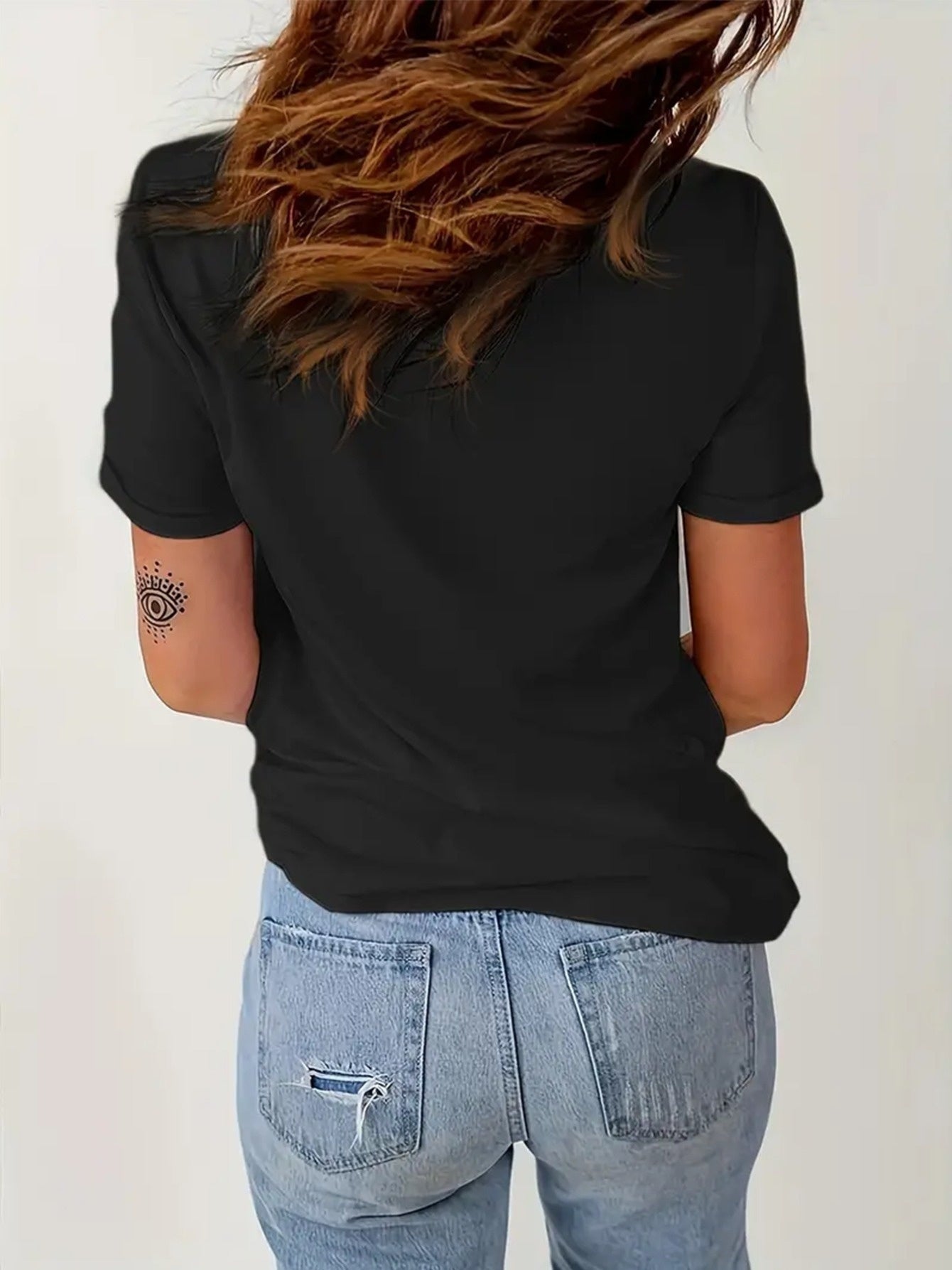 Women'S Equestrian Graphic Tee - Soft Breathable Quick-Dry Polyester Blend T-Shirt, Black with White Horseback Rider Design, All-Season Casual Shirt for Horseback Riding, Everyday Outfits & Themed Events - Easy Care Round Nec