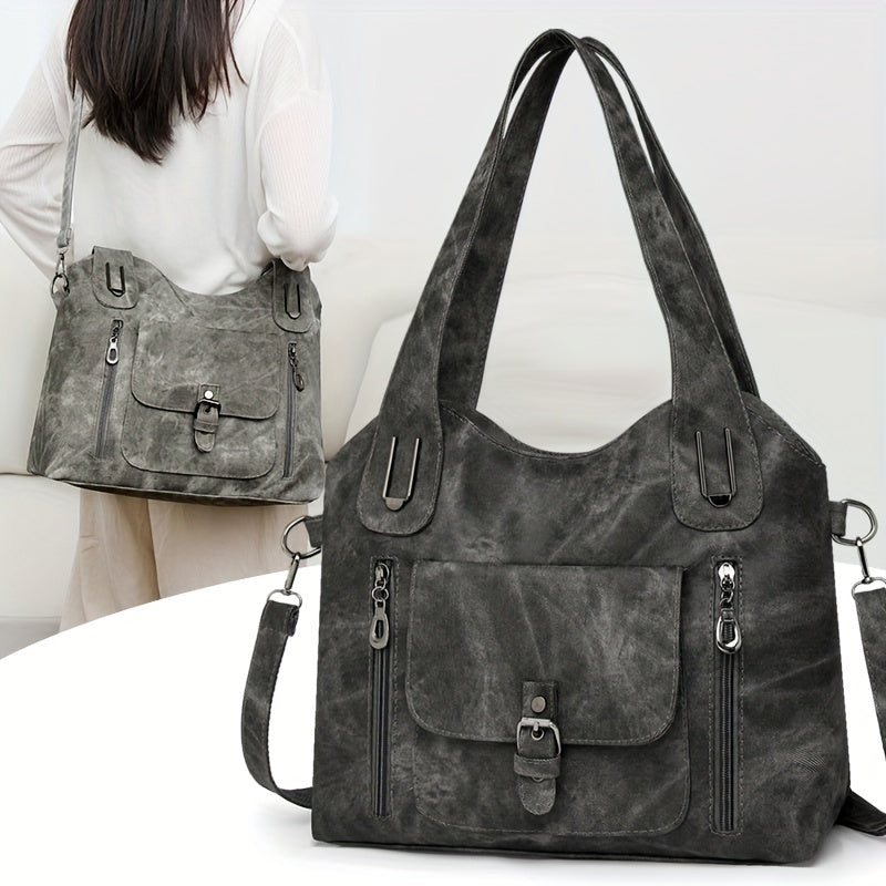 Retro Women's Shoulder Bag Soft Material Tote Bag Detachable Strap Suitable for Daily Matching or Work