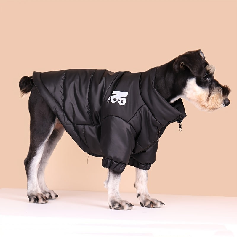 Winter Warm Pet Clothes, Reflective Letter Graphic Dog Coat With Zip Up, Dog Thick Padded Jacket For Cold Seasons Christmas Gift