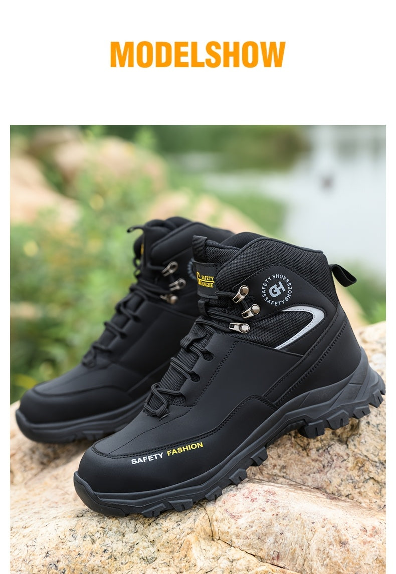 DIAN SEN Men'S Heavy-Duty Steel Toe Work Shoes - Non-Slip TPR Sole, All-Season Indestructible Construction, Impact-Resistant & Anti-Slip Traction - Heavy-Duty Steel Toe