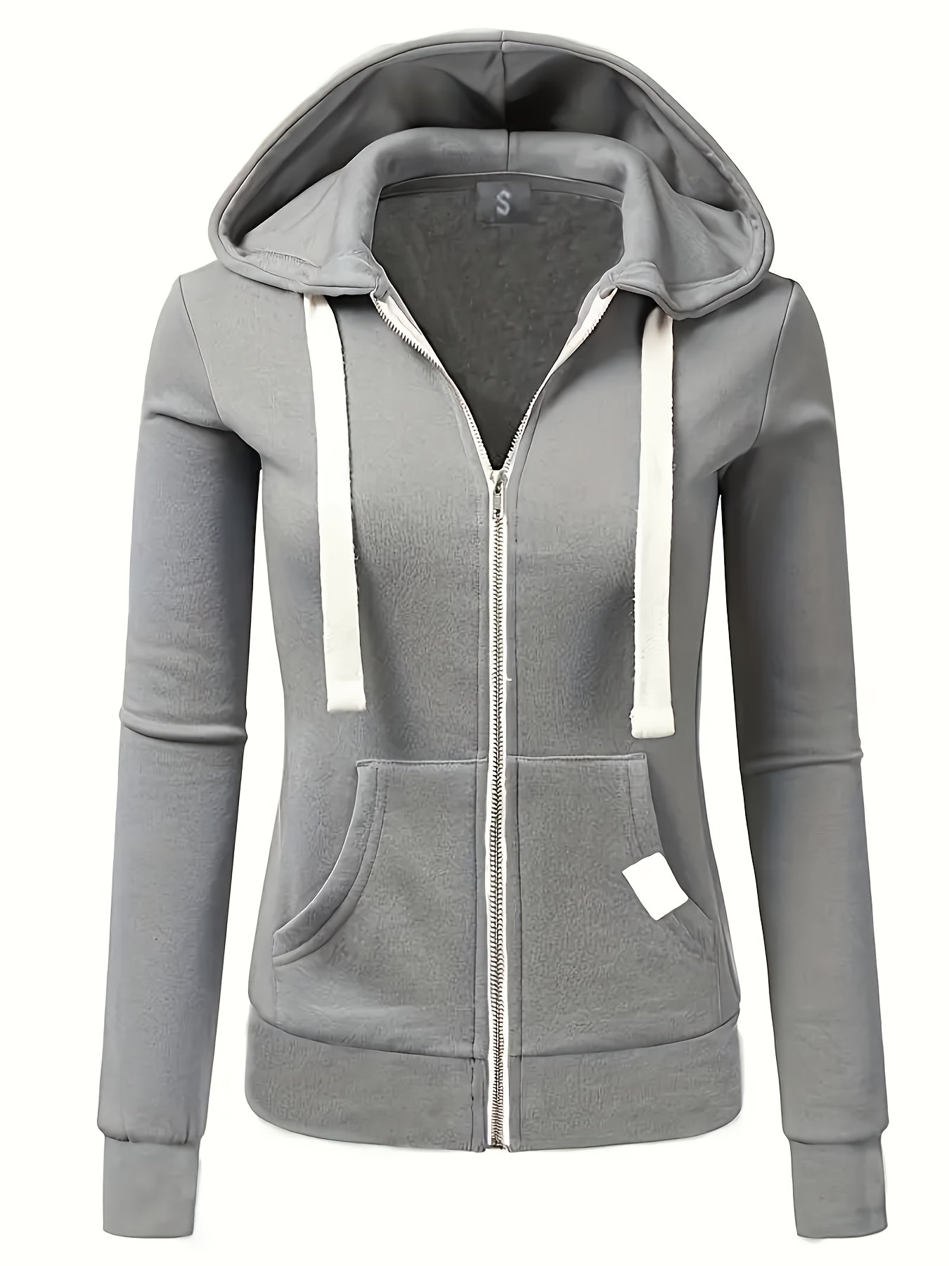 Women's Full-Zip Hoodie - Soft Inner Lining, Front Zipper Closure, Side Pockets - All-Season Casual Outerwear - Machine Washable Women's Jacket (Black/with Accents), Comfortable Clothing, Striped Drawstring Hood, Durable Fabr