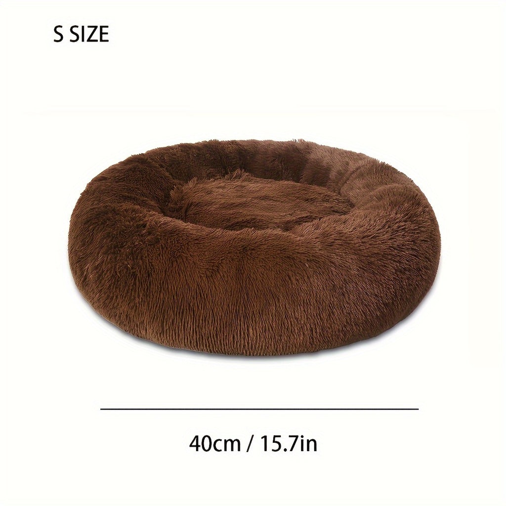 1pc Dog Kennel Cat Nest, Plush Round Pet Nest, Winter Warm Dog Bed, Pet Bed, Pet Supplies