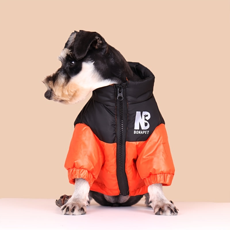 Winter Warm Pet Clothes, Reflective Letter Graphic Dog Coat With Zip Up, Dog Thick Padded Jacket For Cold Seasons Christmas Gift