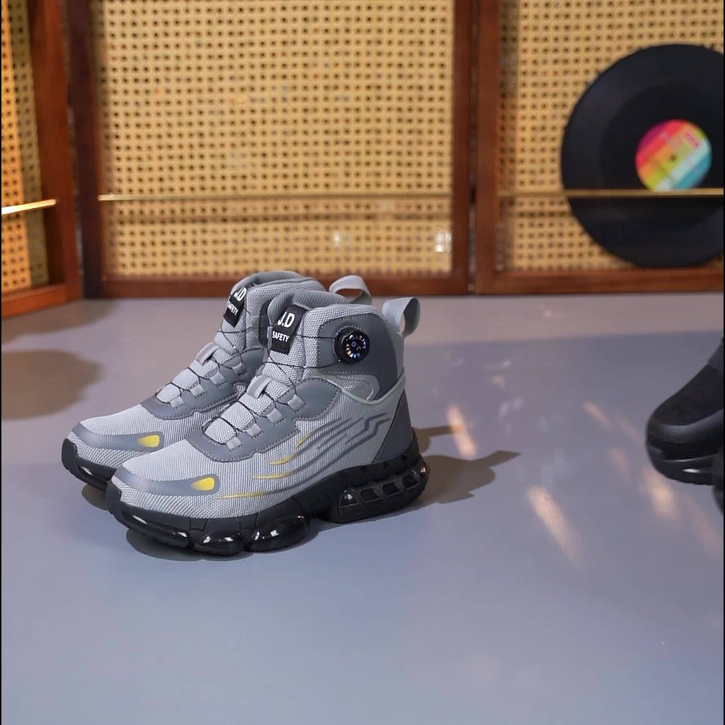 Men's Steel Toe Work Shoes - Breathable Low-Top Casual Shoes with TPU Sole, Durable Fabric Upper & Cushioned Insole for All-Day Comfort - Industrial, Outdoor, Daily Wear (Black)