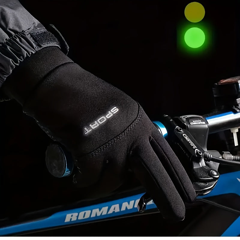 Men'S Winter Outdoor Thermal Gloves - Touchscreen Compatible, Adjustable Drawstring Closure, Breathable Nylon & Polyester Blend, Ideal for Sports, Cycling, and Skiing, Winter Sports Gear | Adjustable Gloves | Durable Gloves,