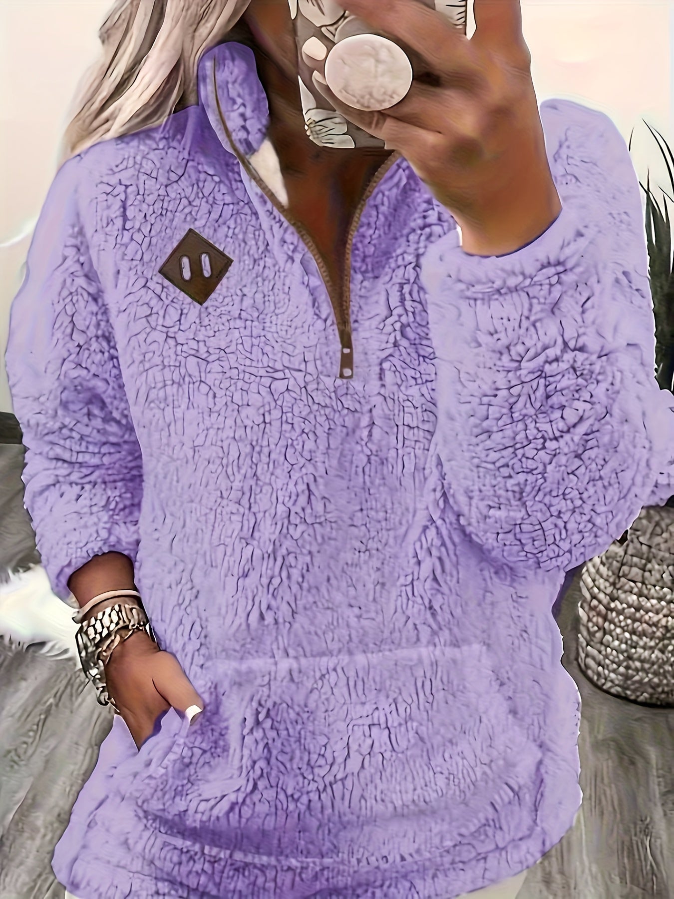 Women'S Cozy Fleece Zip-Up Sweatshirt with Stand Collar - Light Blue, Long Sleeve, Casual Fall/Winter Pullover, Soft & Warm, Perfect for Casual Attire, Casual Winter Wear | Stand Collar Sweatshirt | Zippered Pullover, Sweater