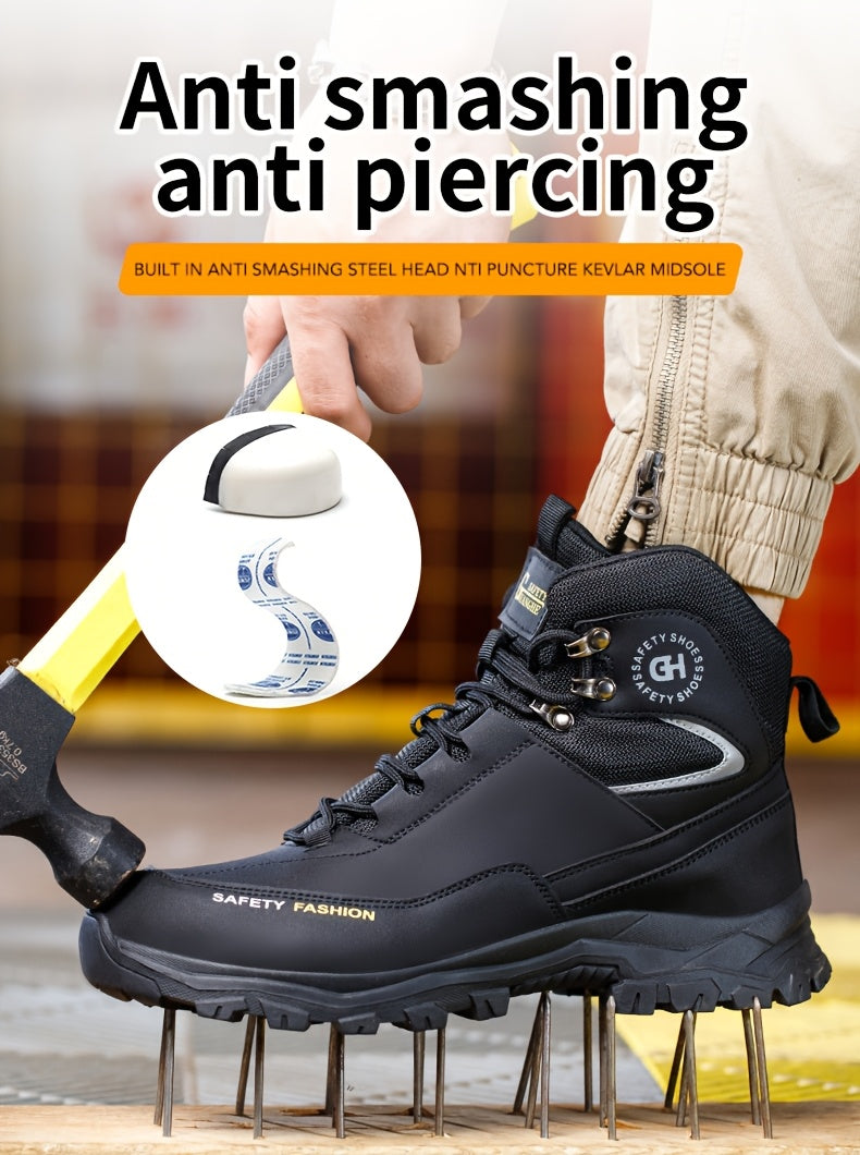 DIAN SEN Men'S Heavy-Duty Steel Toe Work Shoes - Non-Slip TPR Sole, All-Season Indestructible Construction, Impact-Resistant & Anti-Slip Traction - Heavy-Duty Steel Toe