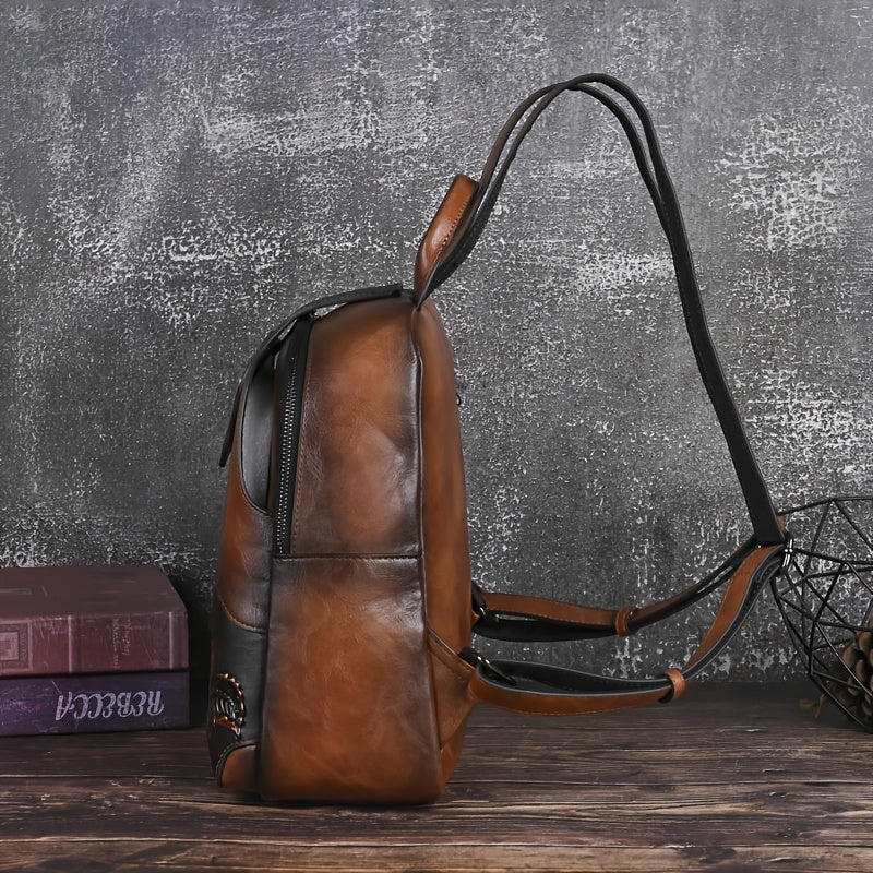 Women's Vintage Western Boho Backpack - Large Capacity Handbag with Floral & Lace-like Paisley Print, Adjustable Shoulder Straps, Golden-Tone Hardware (Coffee/Dark Brown/Tortoiseshell),, Travel