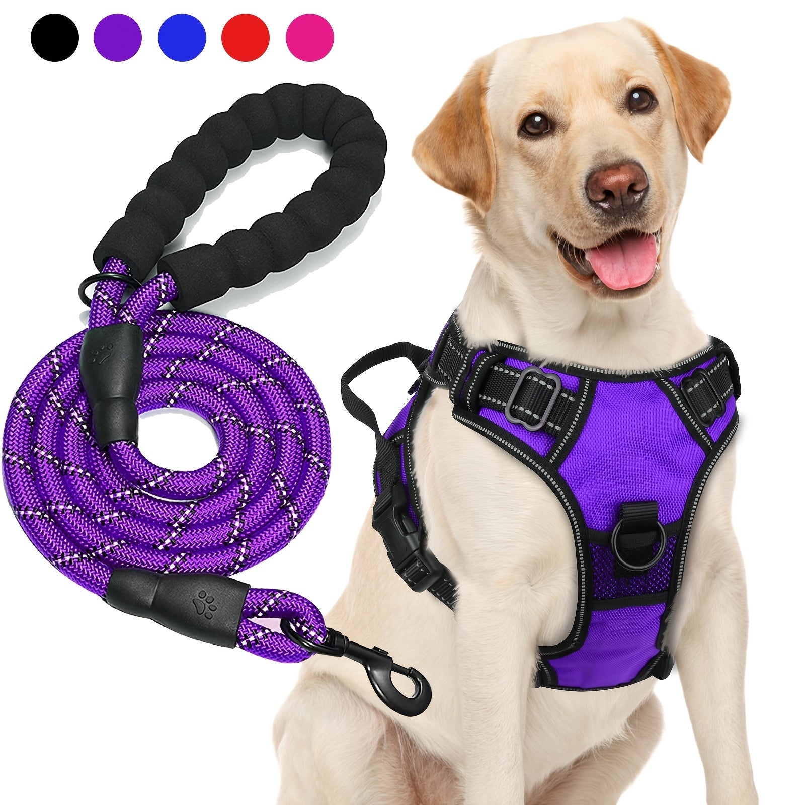 JOYTALE Dog Harness and Leash set,No Pull Adjustable Reflective Oxford Dog Harness Easy Control Medium Large Dog Harness with A Free Heavy Duty 152.4cm Dog Leash