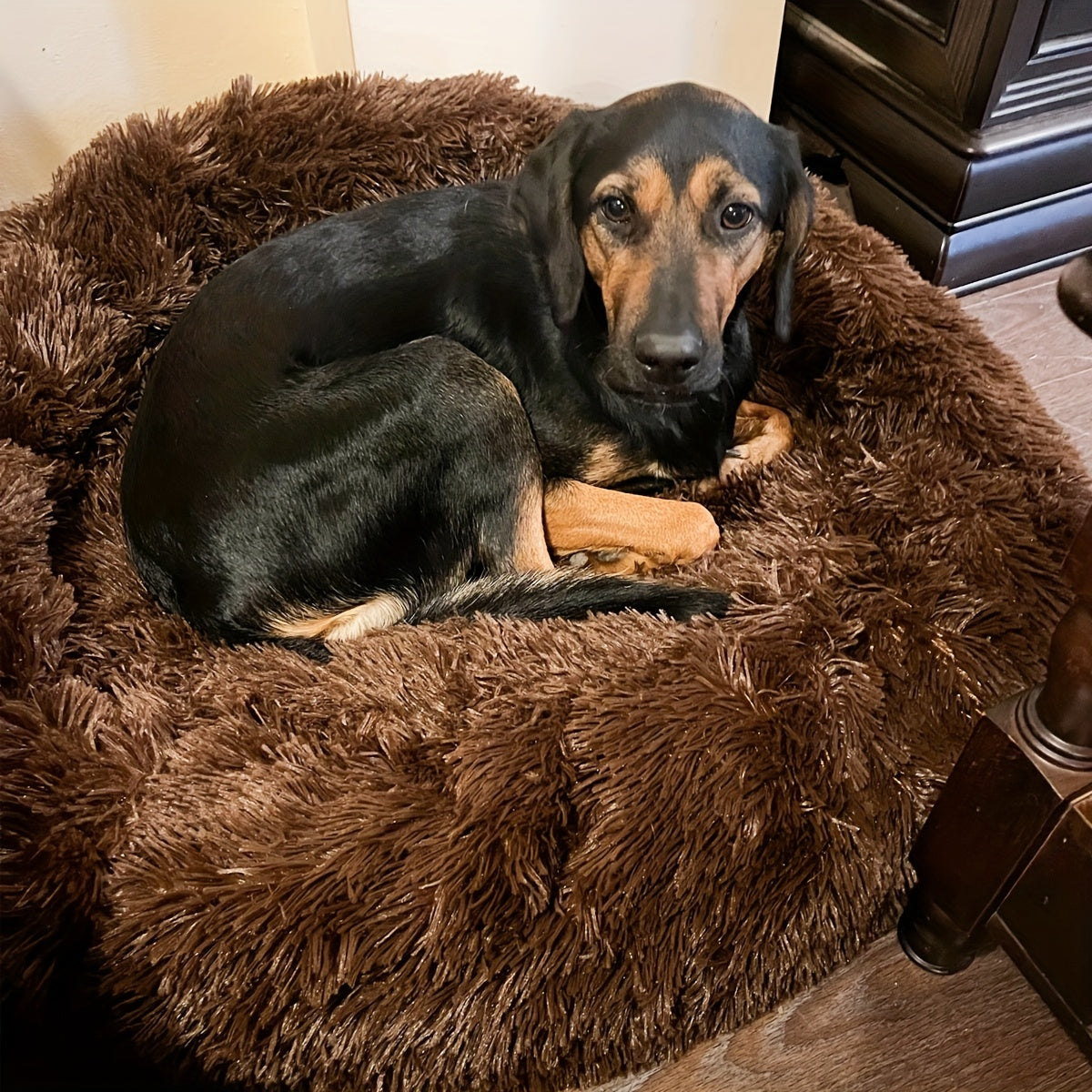 1pc Dog Kennel Cat Nest, Plush Round Pet Nest, Winter Warm Dog Bed, Pet Bed, Pet Supplies