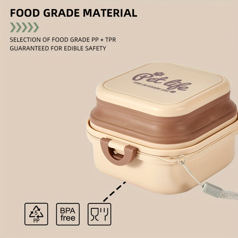 Multifunctional Collapsible Pet Double Bowls Portable Plastic Double-Layer Leak Proof Dog Food Bowl Water Bowl For Pet Outdoor Traveling Camping Walking Supplies