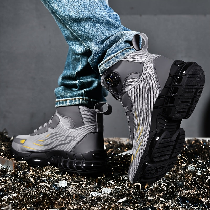 Men's Steel Toe Work Shoes - Breathable Low-Top Casual Shoes with TPU Sole, Durable Fabric Upper & Cushioned Insole for All-Day Comfort - Industrial, Outdoor, Daily Wear (Black)