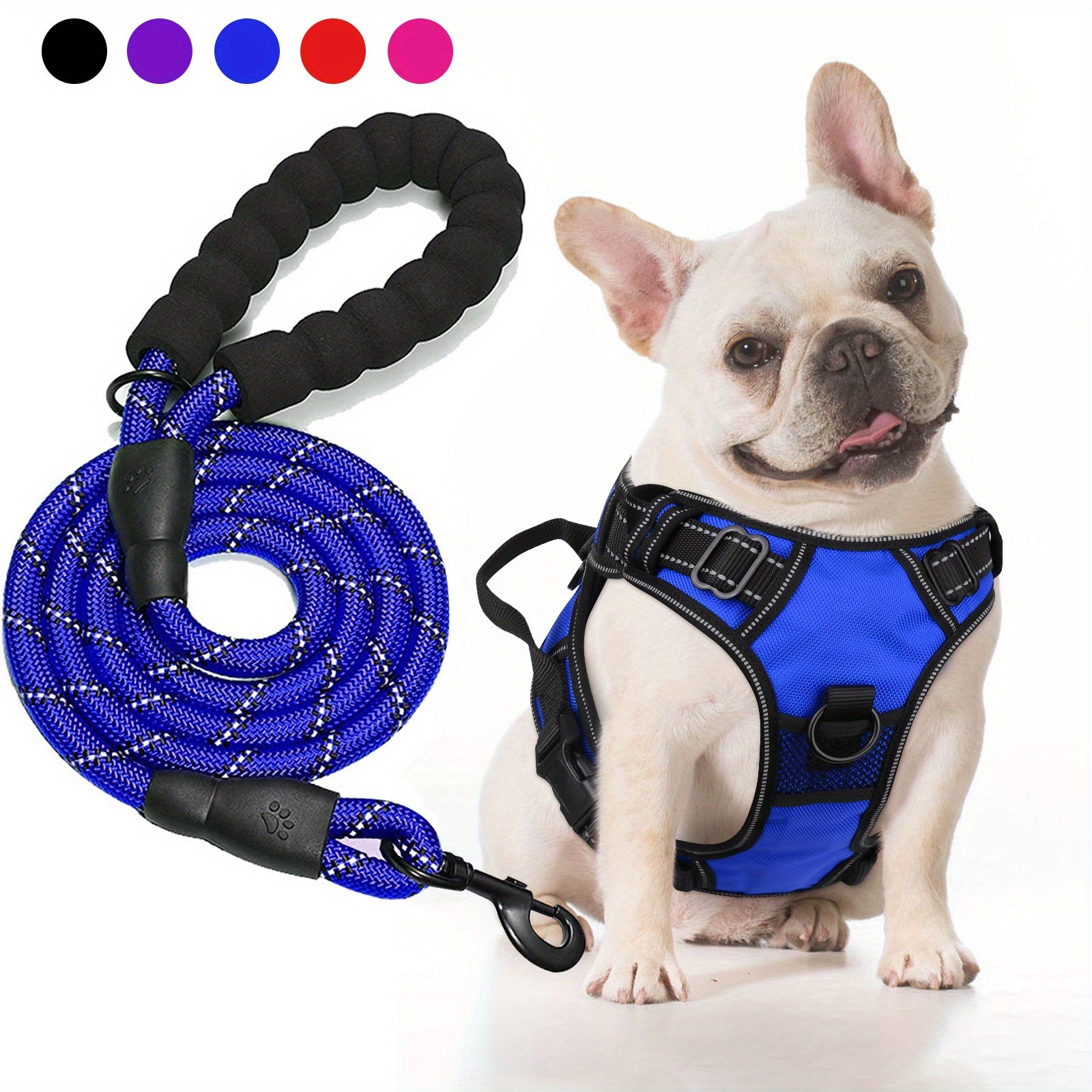 JOYTALE Dog Harness and Leash set,No Pull Adjustable Reflective Oxford Dog Harness Easy Control Medium Large Dog Harness with A Free Heavy Duty 152.4cm Dog Leash