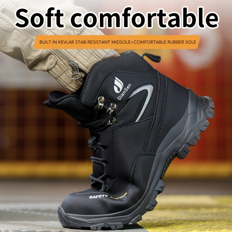 DIAN SEN Men'S Heavy-Duty Steel Toe Work Shoes - Non-Slip TPR Sole, All-Season Indestructible Construction, Impact-Resistant & Anti-Slip Traction - Heavy-Duty Steel Toe