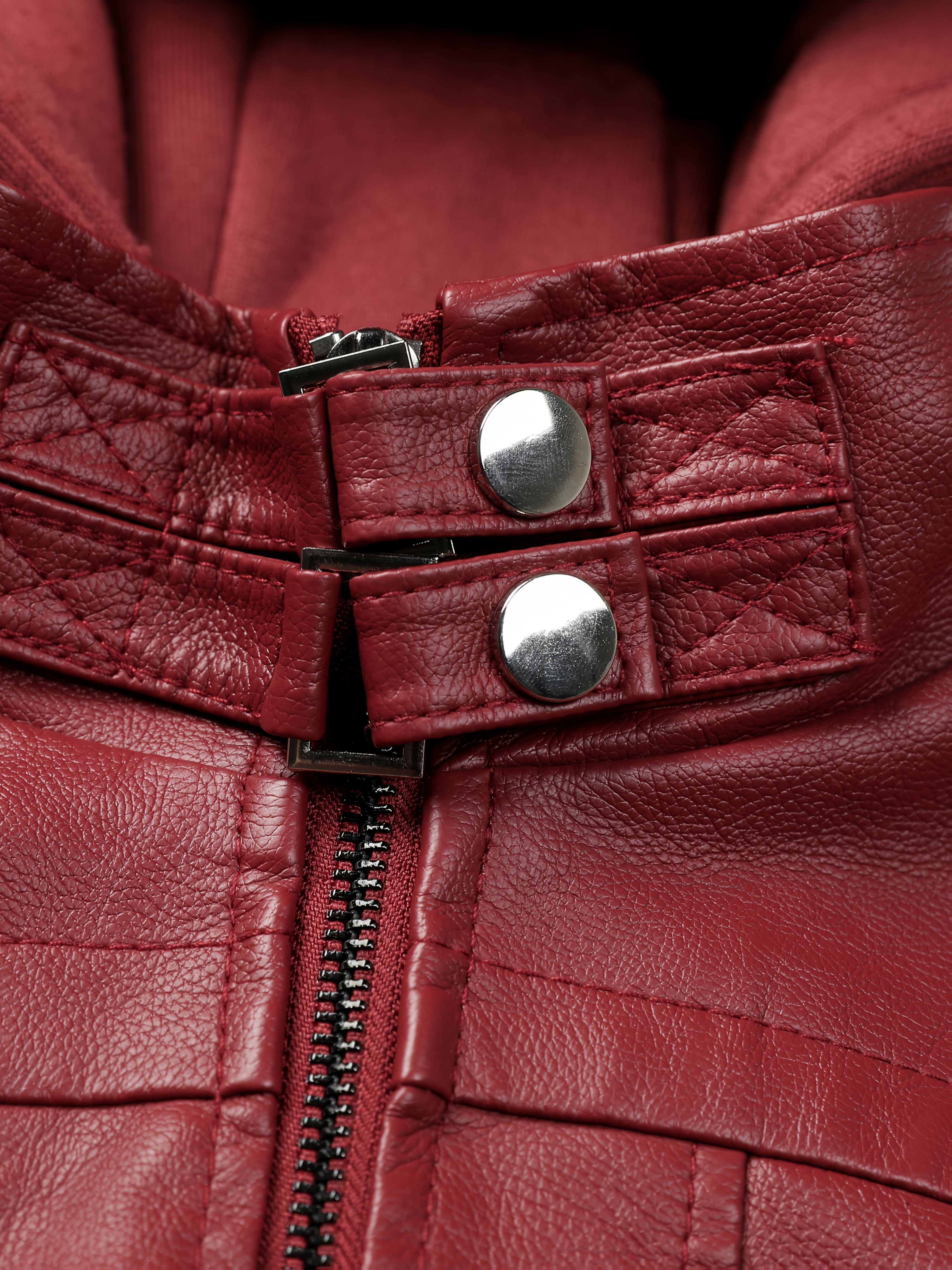 PUPU Women's Retro Leather Jacket - Black Long Sleeve Zipper Front Jacket with Pockets, Machine Washable Casual Outerwear for All Seasons