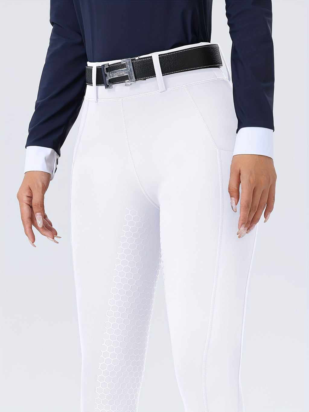 Women's High-Waisted Equestrian Riding Pants - Full Seat Stretch Slim-Fit Bifur Gaps, Durable Machine-Washable Trousers with Pockets for Horseback Riding & All-Season Wear