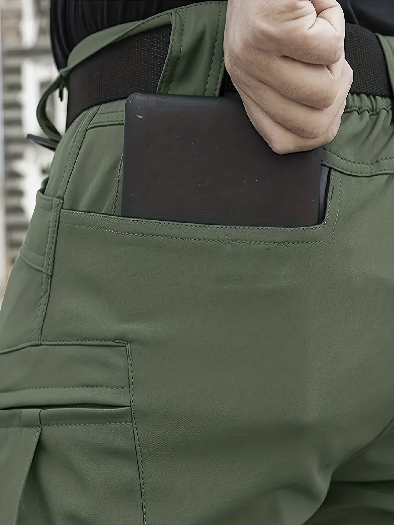 1pc Men's Fleece-Lined Warm Tactical Cargo Pants, Winter Thickened Style with Multiple Front and Back Zippers & Side Slanting Flap Patches for Outdoor Hiking/Fishing, Cold Weather Clothing, Fishing Pants, Rugged Design, Tacti