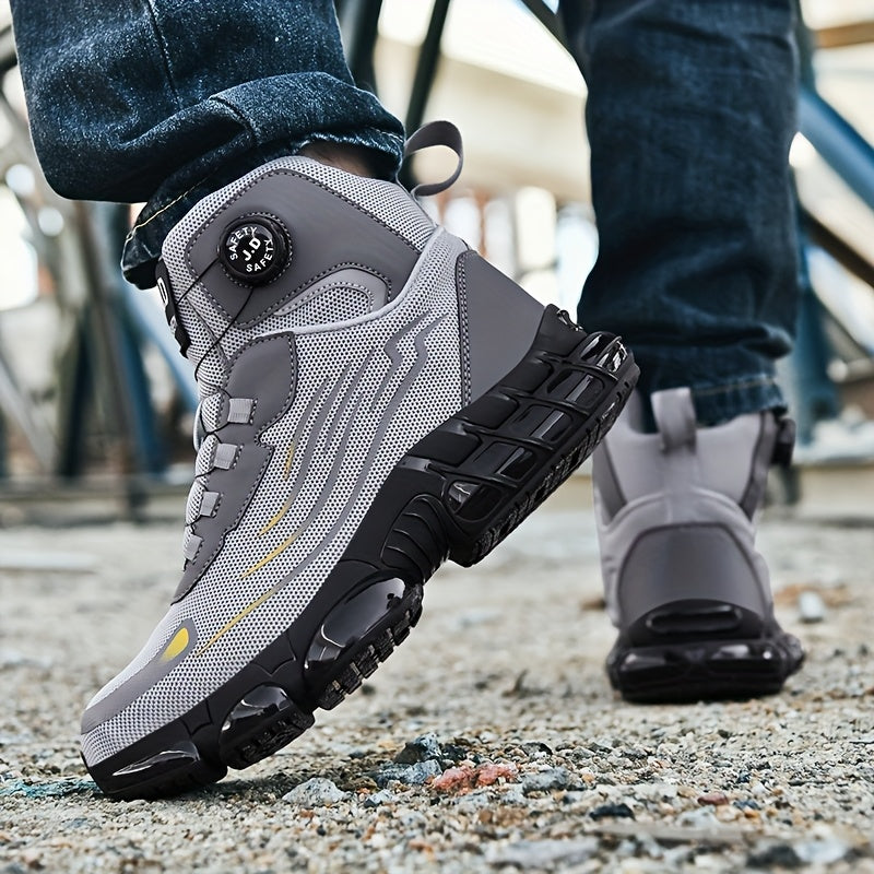 Men's Steel Toe Work Shoes - Breathable Low-Top Casual Shoes with TPU Sole, Durable Fabric Upper & Cushioned Insole for All-Day Comfort - Industrial, Outdoor, Daily Wear (Black)