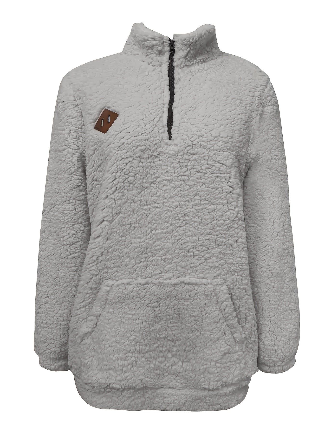 Women'S Cozy Fleece Zip-Up Sweatshirt with Stand Collar - Light Blue, Long Sleeve, Casual Fall/Winter Pullover, Soft & Warm, Perfect for Casual Attire, Casual Winter Wear | Stand Collar Sweatshirt | Zippered Pullover, Sweater